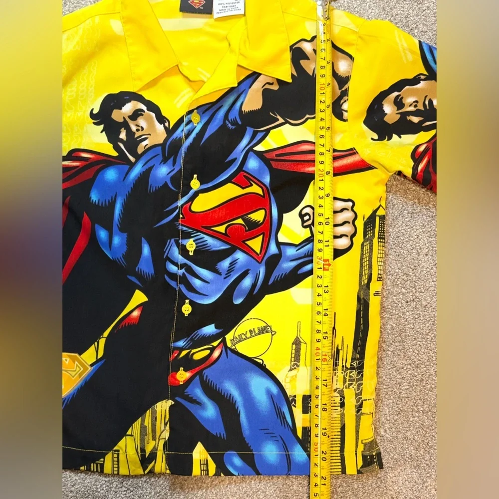 Vintage Superman Button-Up Shirt – Kids M (10/12) – All-Over Comic Print - Picture 4 of 5